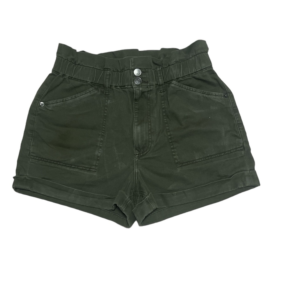 Express Green High Waisted Distressed Shorts
